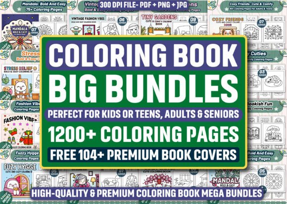 Download 1200 COLORING BOOK PAGES MEGA BUNDLE - Mega bundle Collection