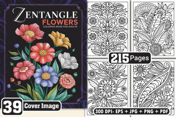 Download Zentangle Flowers Coloring Pages Adults - Premium Resources
