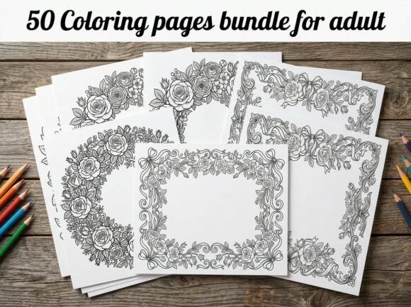 Download 50 Decorative Vintage Frame Coloring - Premium Bundle
