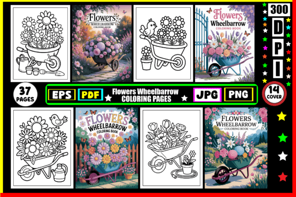 Download Flowers Wheelbarrow Coloring Pages - Premium Resources