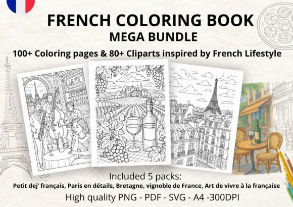 Download MEGA BUNDLE Coloring Book "La France" 🥐 - Mega bundle Collection